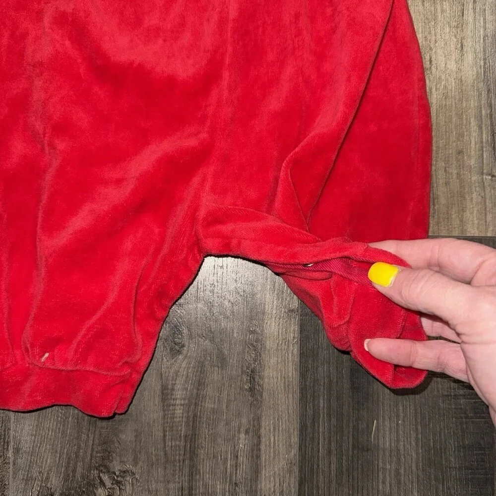 Petite Jardin large vintage jumpsuit red Velour Made In‎ USA Small